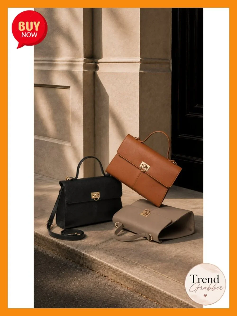 Structured Satchel Handbag Faux Leather Top Handle Purse Adjustable Strap